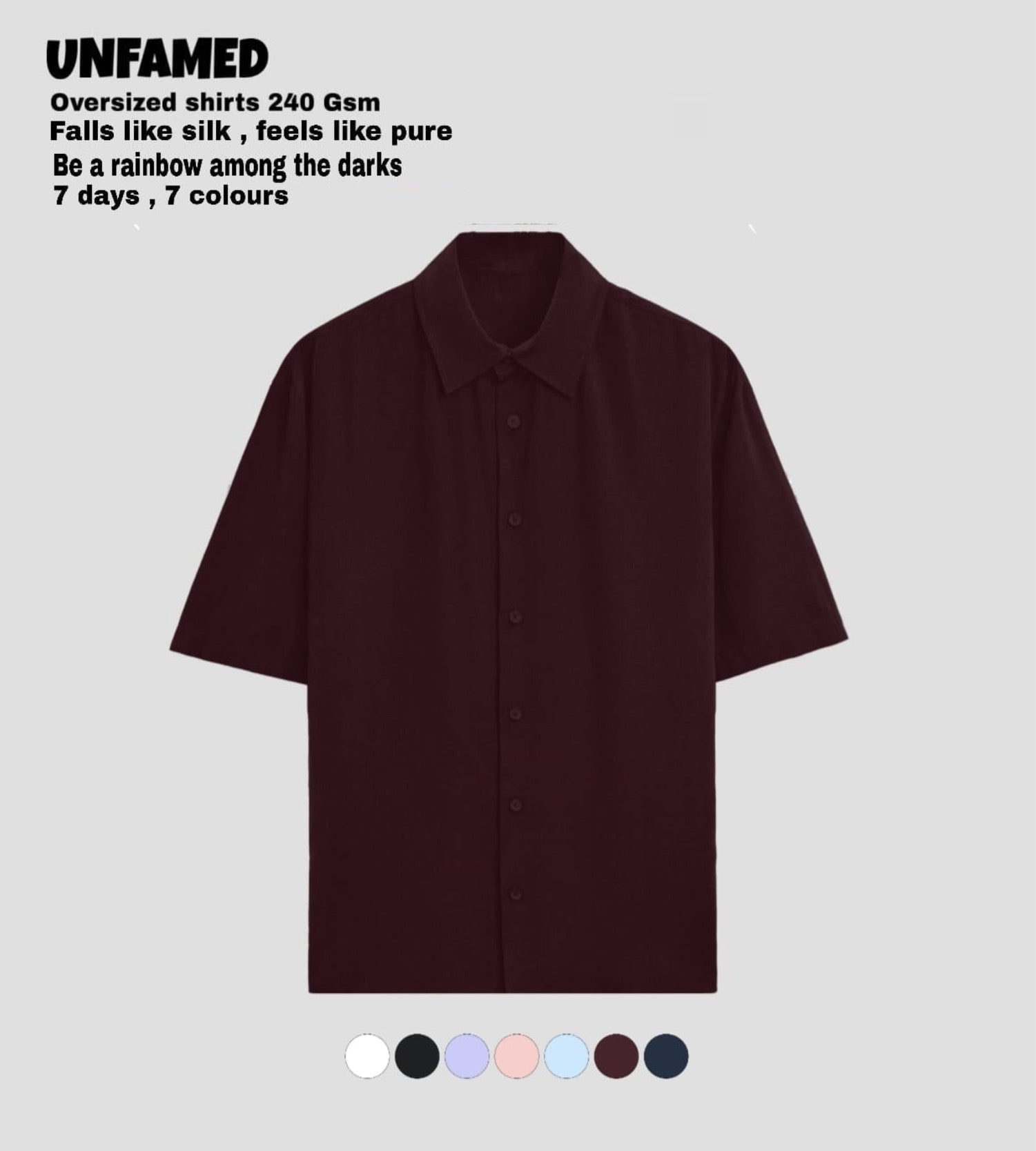 UNFAMED UNISEX LUXURY FREEFORM SHIRT | 100% PURE COTTON | 240 GSM